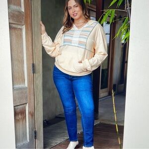 Striped Pullover Hoodie Sweatshirt Plus Size